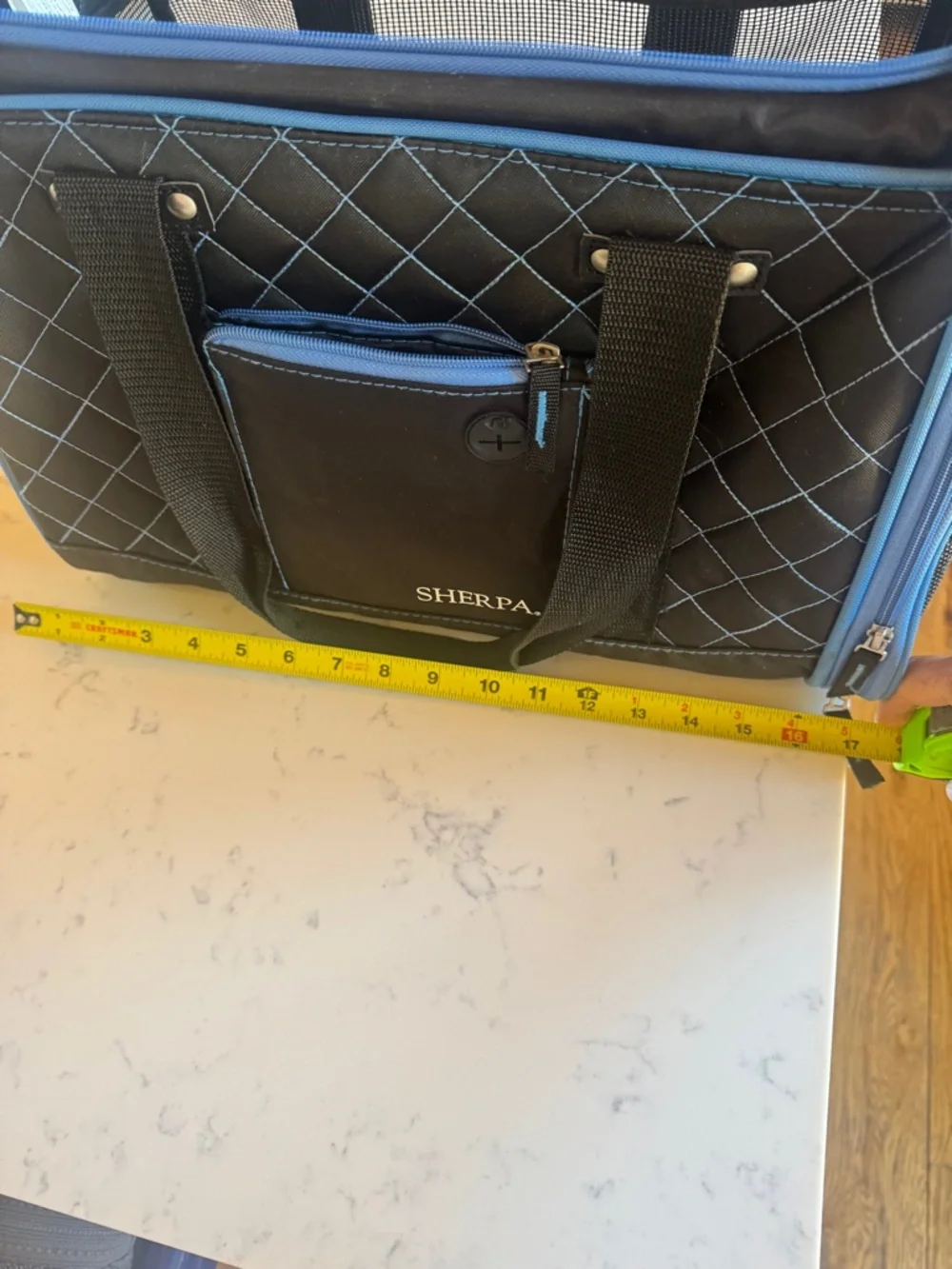 SHERPA PET CARRIER TSA APPROVED ONLY USED ONCE FOR A FRENCH BULLDOG PUPPY HAS S
